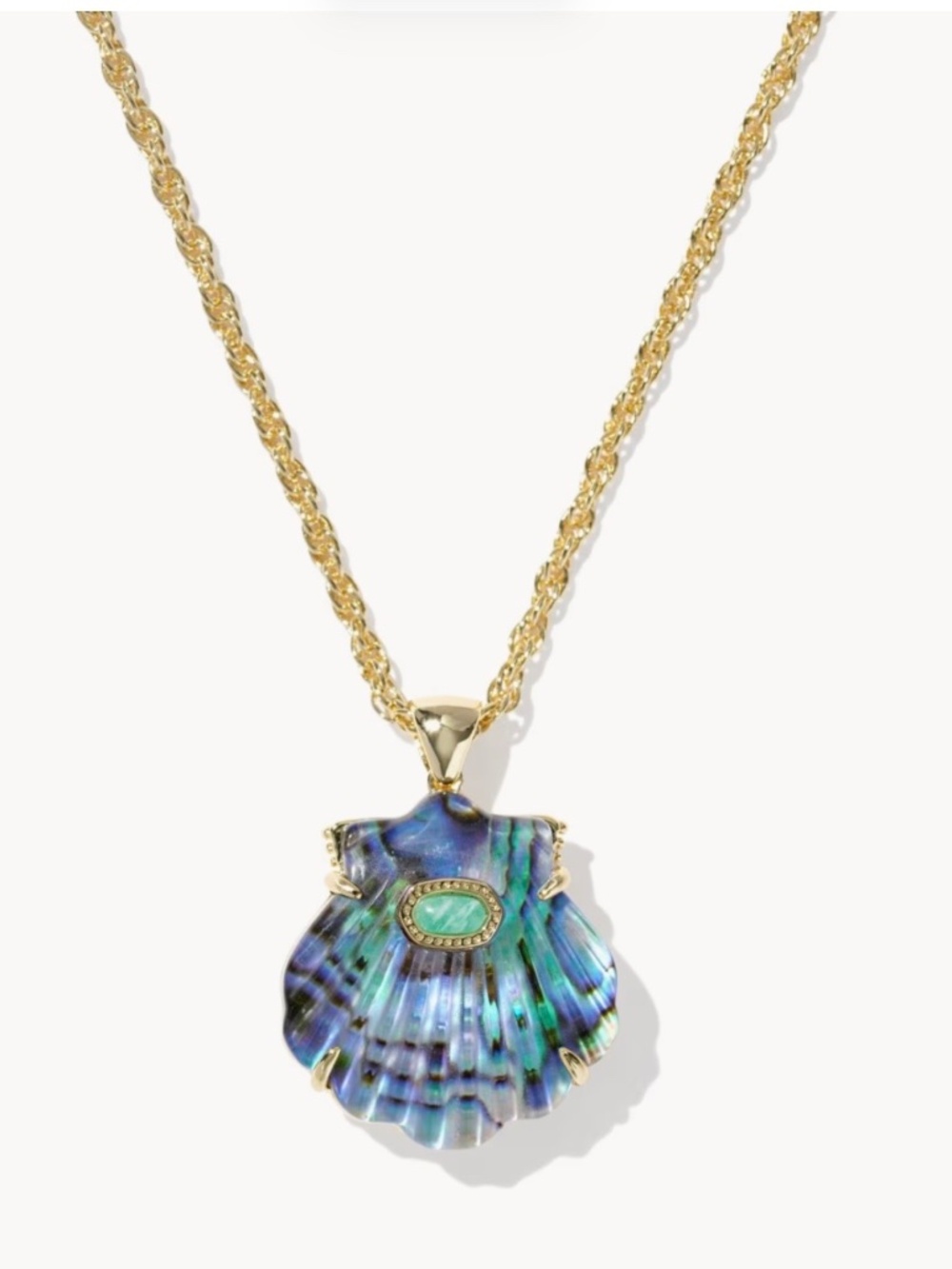 Kendra Scott Lucia Shell Gold Pendant Necklace in Abalone Shell